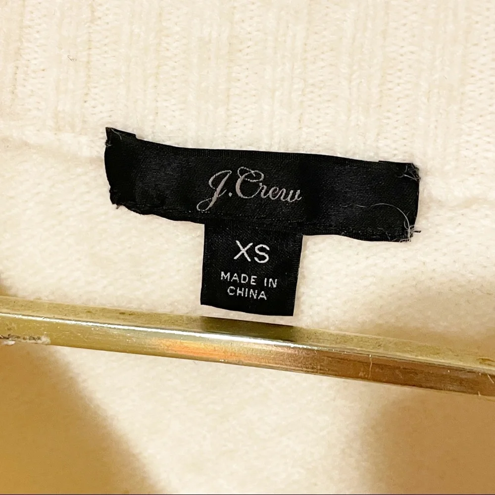 J. Crew Size XS Oversize Cream Wool‎ Alpaca Crewneck Long Sleeve Sweater